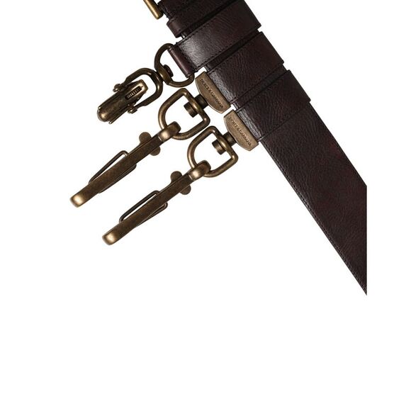 Dolce & Gabbana Men Brown Calfskin Leather Metal Buckle Men\'s Belt (Pre-Owned)